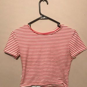 Zara red and white striped crop top